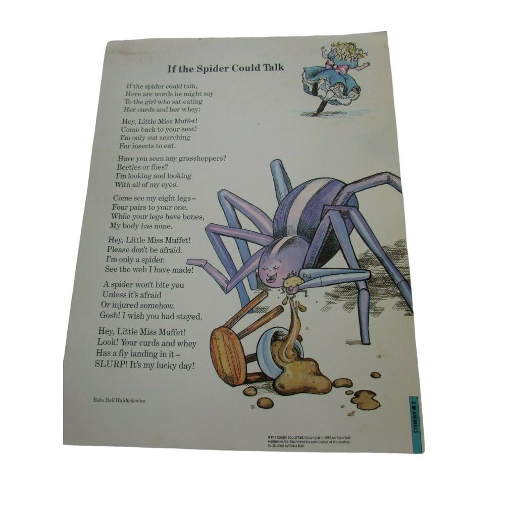 Spider Could Talk Grade School Poster Babs Bell Hajdusiewicz 30250 Poetry VNTG